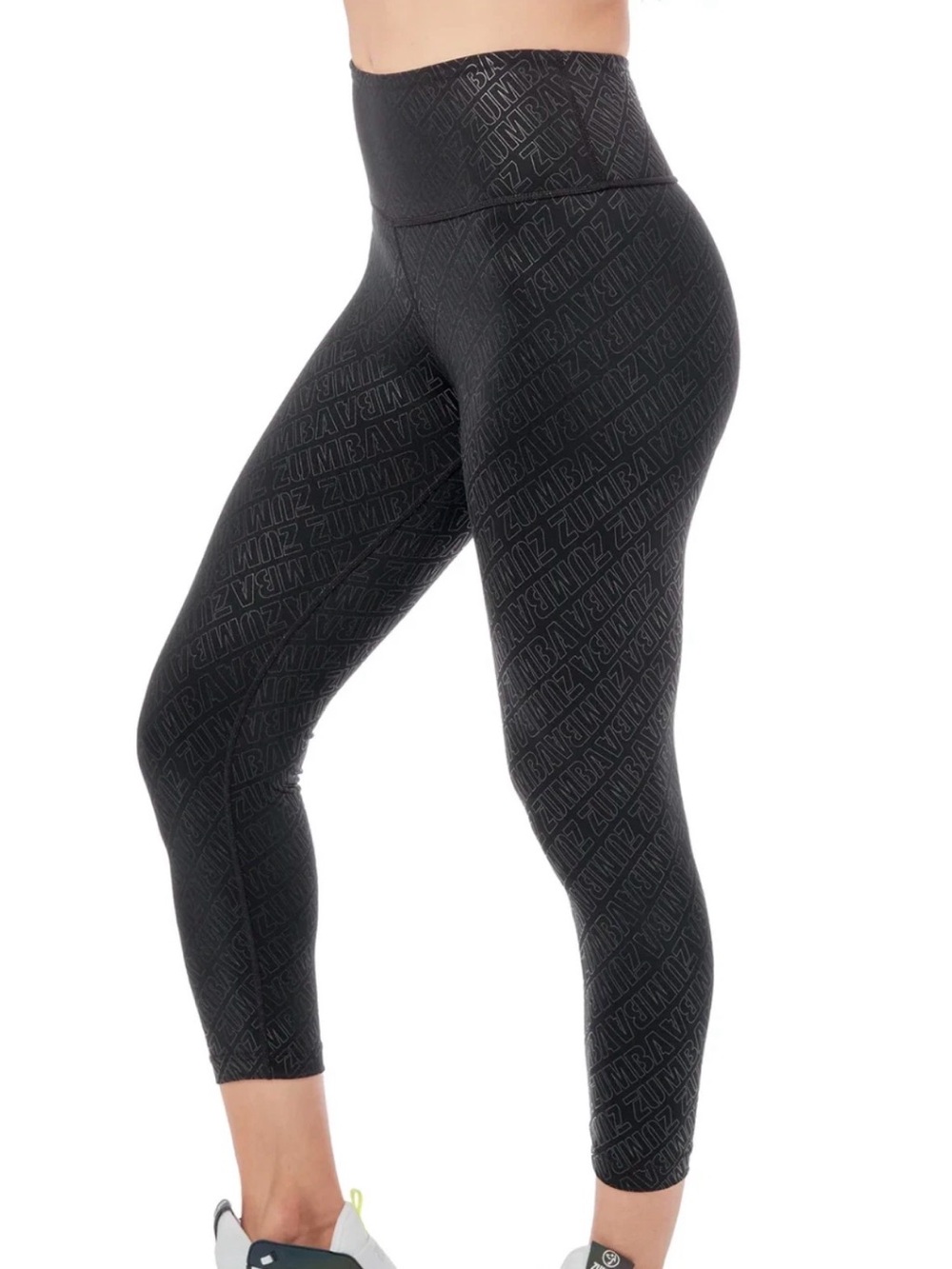 Zumba Black Silver Shimmer Capri Leggings XS